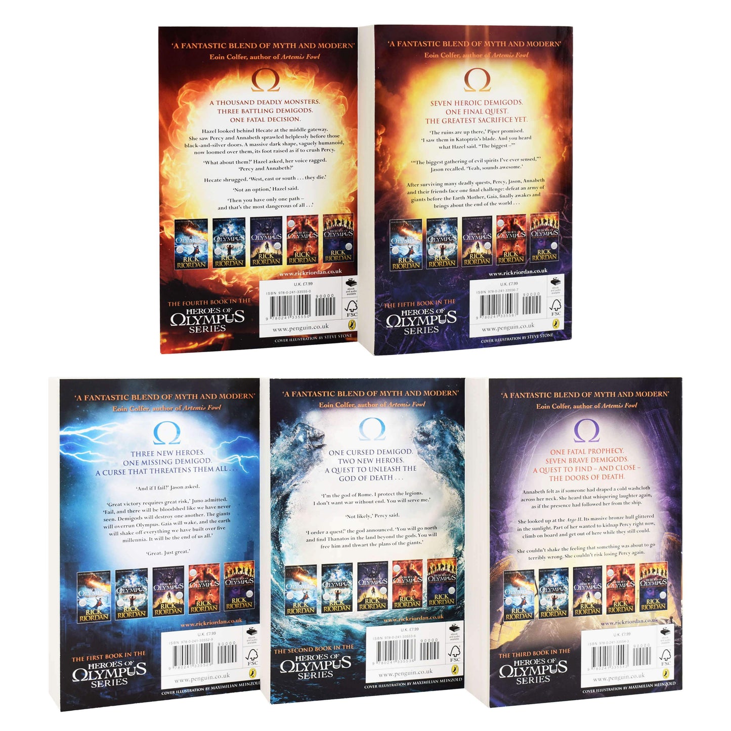 Heroes of Olympus Complete Collection 5 Books Set By Rick Riordan - Age 9-14 - Paperback