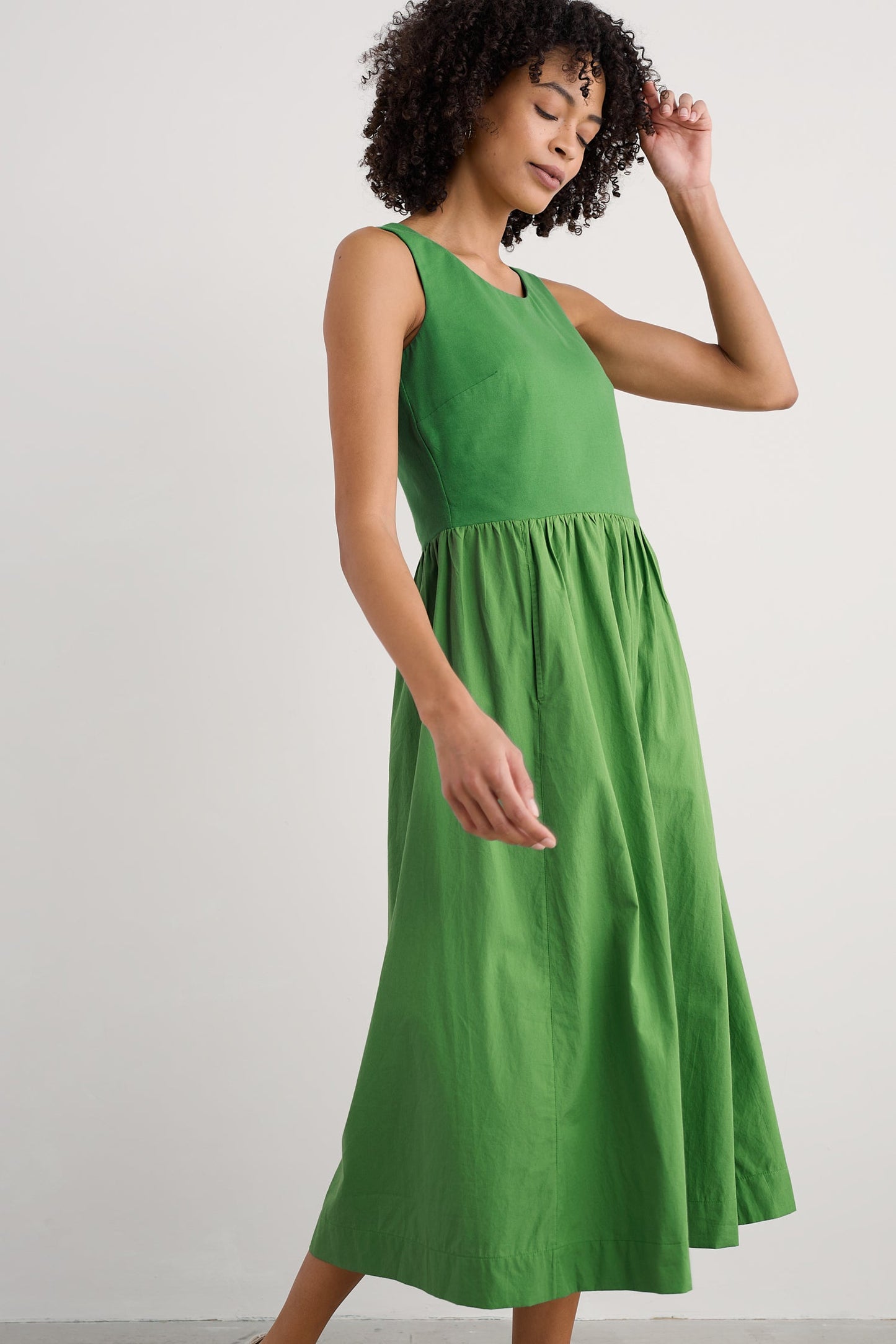 Madder Jersey Woven Mix Sleeveless Dress